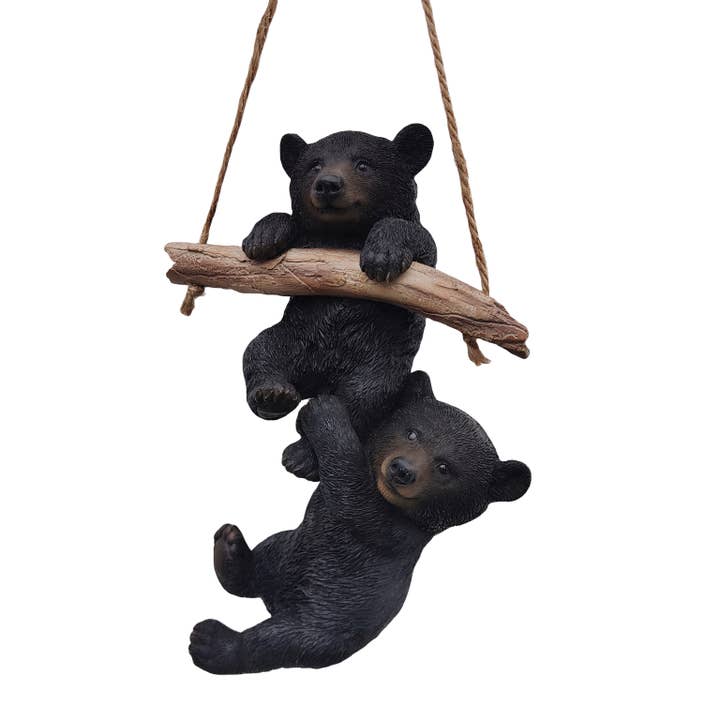 Hi-Line Gift Ltd. - Wholesale Decorative Figurine - Hanging Bear Cubs Playful Black Polyresin Figurine1