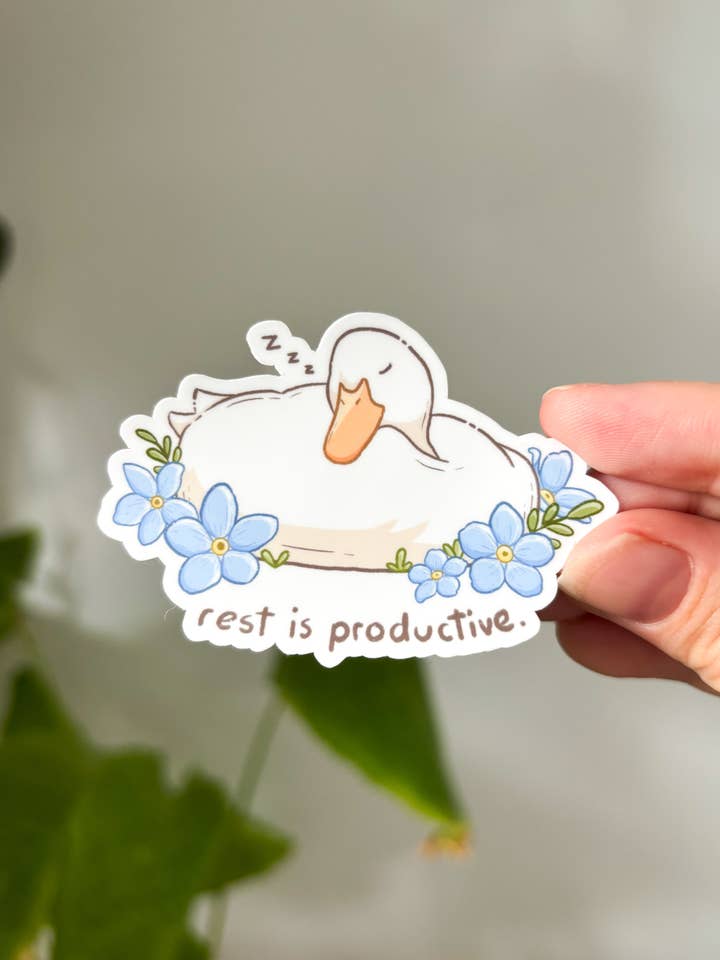 Descanso é Produtivo Autocolante Impermeável Recortado - 6,6 cm por atacado de Sarah May Arts
