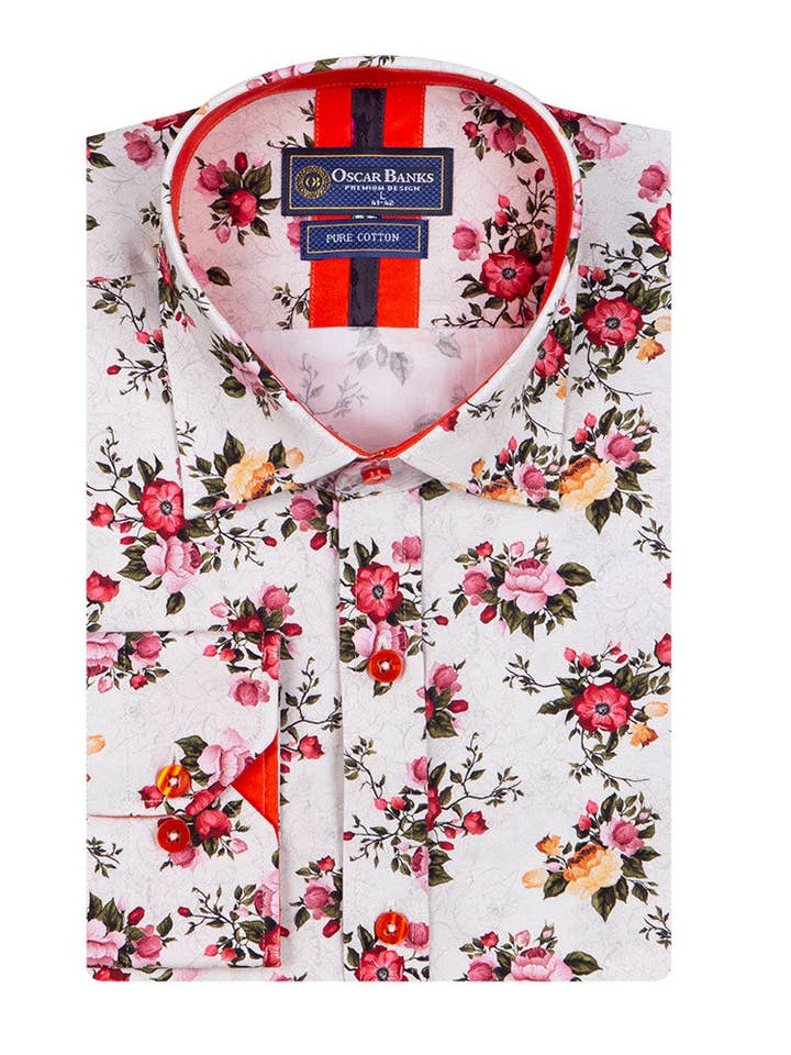 White Flower Print with Matching Handkerchief for wholesale by Makrom