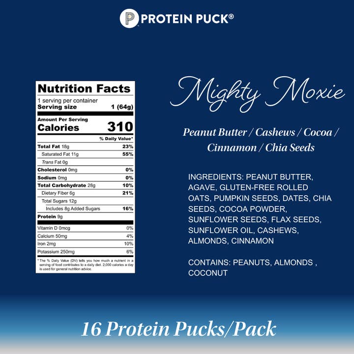 Protein Puck - Wholesale Snack Bar - Mighty Moxie (Cocoa, Cashew, Cinnamon) (16 - 2.25oz Bars)3