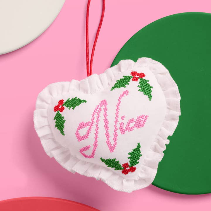 xo, Fetti - Wholesale Ornament - Naughty or Nice Christmas Ornament Cross stitch 7x5" heart3