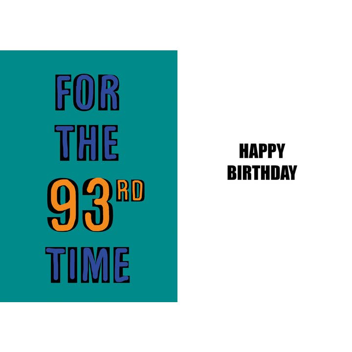 Sjovt 93-års fødselsdagskort med vittig humor for engroshandel hos Duggoons Greeting Cards