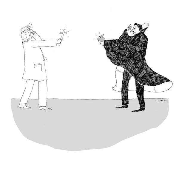 Liana Finck - Wholesale Art Print - Vampire vs. Doctor Letterpress Print1