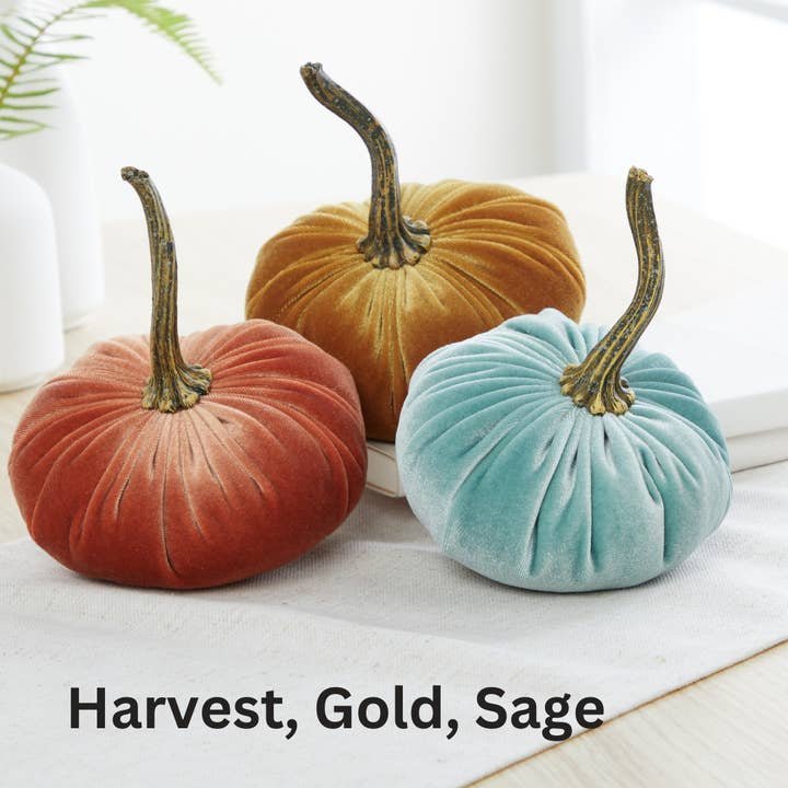 Your Heart's Content - Wholesale Decorative Tabletop Object - Pumpkin Small Velvet, Halloween mantel, Autumn table, Gift1