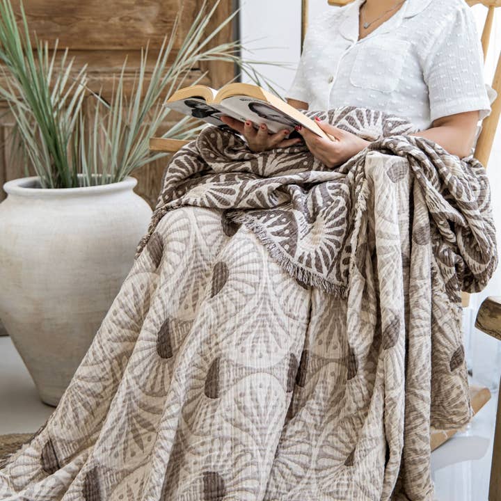 TurkanHome – Cobertor de cama por atacado – Cobertor de Musselina Ginkgo /Queen-King/ Adulto Musselina /Castanho/4