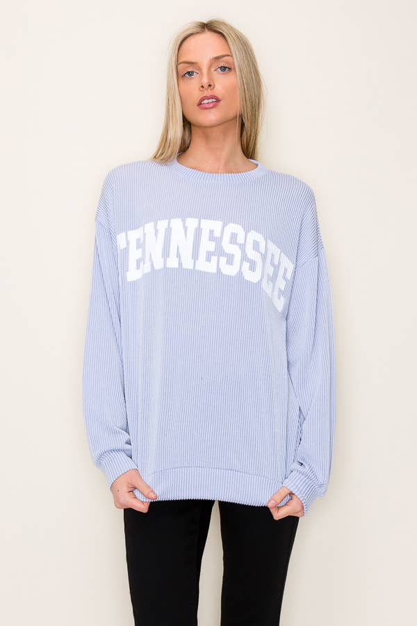Tres Bien, Inc – wholesale Graphic sweatshirt – Women’s – "TENNESSEE" RIBBED GRAPHIC L/S SWEATSHIRT11