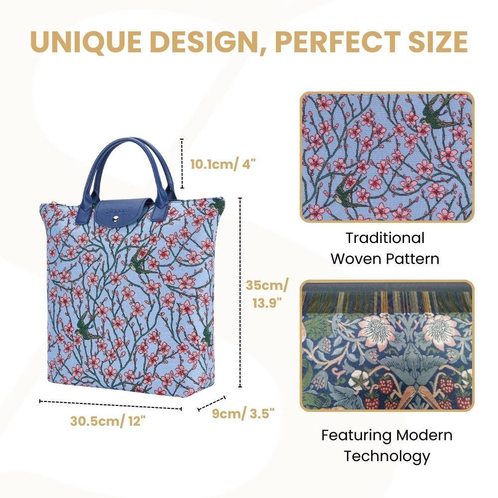 SignareArt - Vente Sacs de course/à provisions - FDAW-BLOS | SAC D'ÉPICERIE PLIABLE Almond Blossom And Swallow2