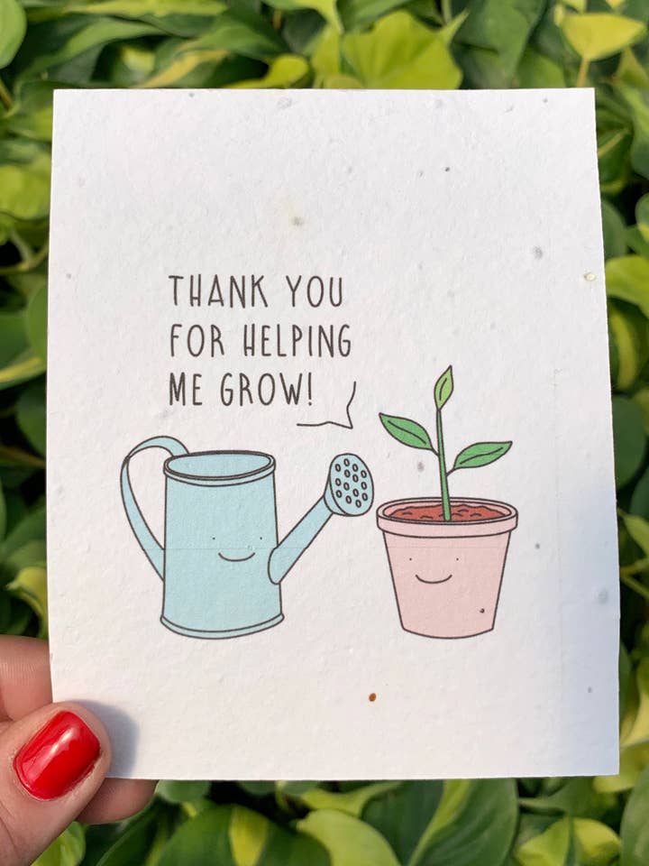 Plantable Card: Thank You for Helping Me Grow for wholesale by Seeds of Paper