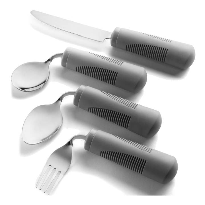 Adaptive Utensils - Weighted and Bendable 6 oz. Arthritis Aid Silverware - Easy Grip for Shaking, Elderly & Trembling Hands - Stainless Steel Spoons, Fork & Knife for wholesale by Special Supplies