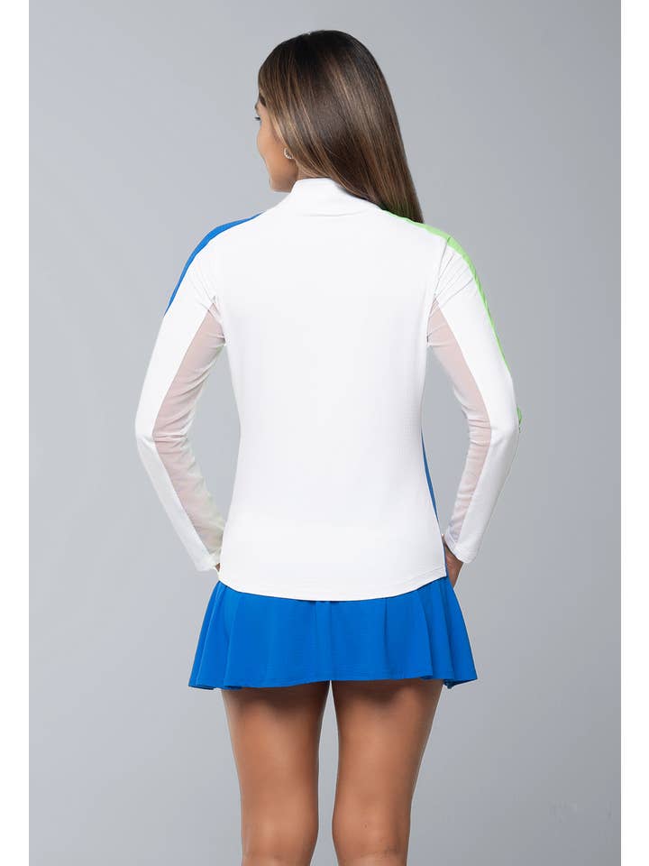 IBKÜL - Wholesale Athletic Top - Women's - Color Block Print Long Sleeve Mock Neck Top – 10001