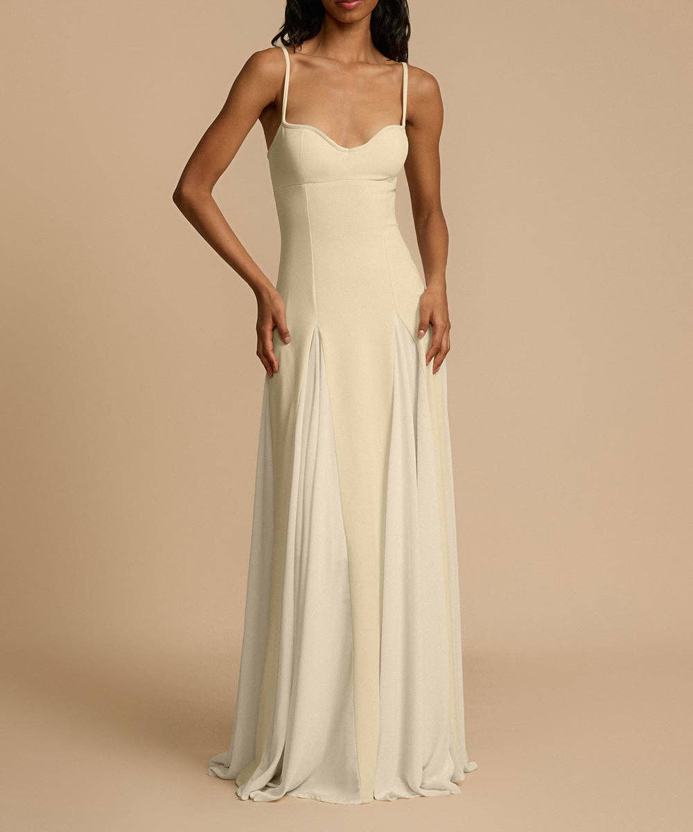 Aria Romance - Wholesale Gown - Women's - Contrast Panel Halter Bodycon Dress0