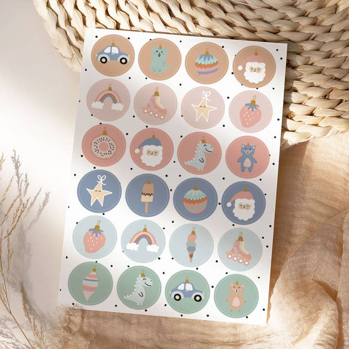 Feuille d'autocollants A5 | Autocollants de compte à rebours de Noël pour la vente par NynkeOntwerpt