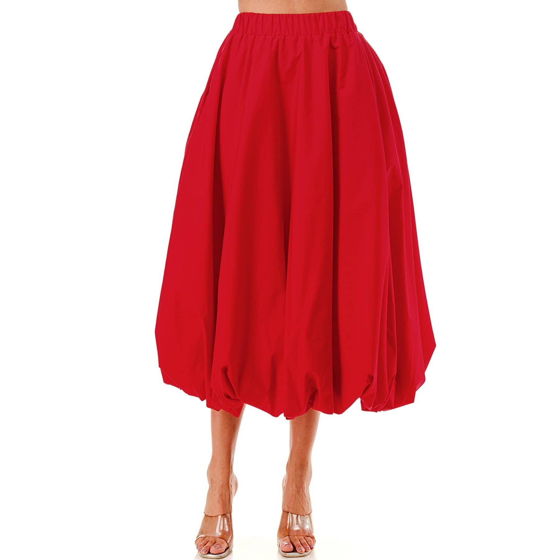 omgstyles - Wholesale Skirt - Women's - Plus Elastic Waist Bubble Mdi Skirt0