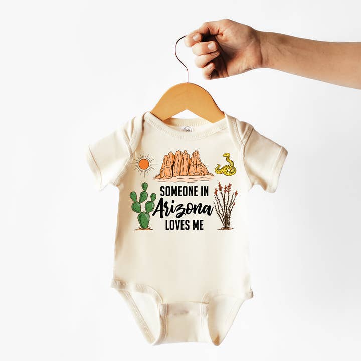 Someone in Arizona Loves Me V2 Natural Color Baby Bodysuit for wholesale by Love You a Latte Shop