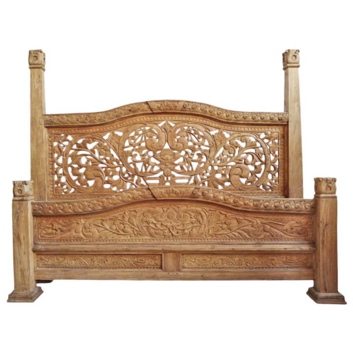 Bed Frame Room-anchoring Piece Carving Traditional Styles Handcrafted for wholesale by Crafted Fashions