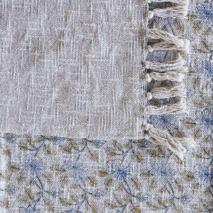 Blue Ocean Traders - Wholesale Throw Blanket - Handloom Cotton Throw w Multicolor Block Print