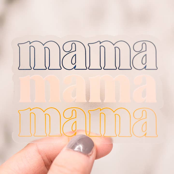 Mama Stablet klar, Vinyl Sticker, 3x3 i. for engroshandel hos Savannah and James Co