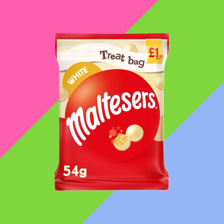 Gaffney's Sweets & Treats Wholesale – wholesale Chocolate-covered sweets – Maltesers White Chocolate & Honeycomb Bag 18x54g £1.50 PMP1
