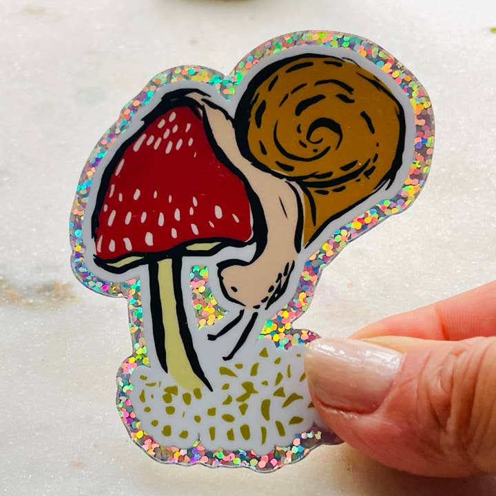 MKD Monica Kane Design - Wholesale Sticker - Stay Curious Snail Glitter Sticker0