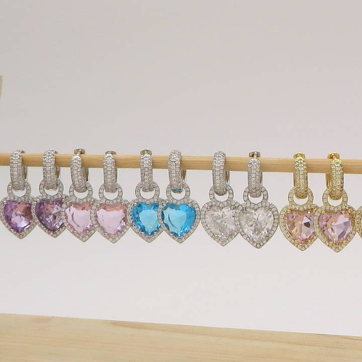 Daemon srls - Wholesale Hoop Earrings - AURORA HOOPS ~ Orecchini mini cerchi zirconati FULL in Cubic Zirconia a forma di cuore16