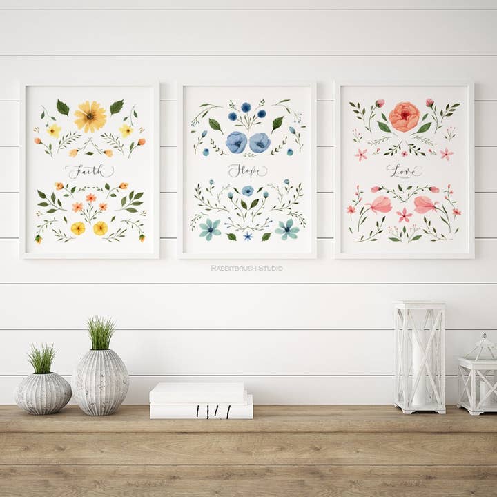 Arte delle Scritture con fiori rosa - Amore per la vendita all'ingrosso da parte di Rabbitbrush Studio