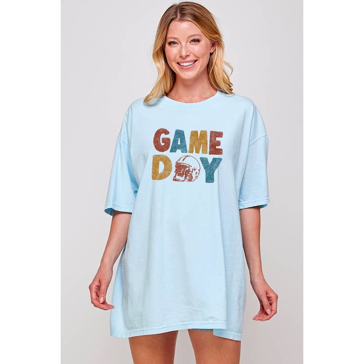 OVERSIZED VINTAGE T-SHIRT MET GRAFISCHE PRINT VOOR DE DAG VAN DE GAME DAY voor wholesale door Illustrated Society