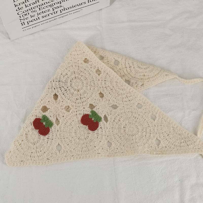 MKS America - Wholesale Bandana - Women's - Cherry Strawberry Floral checkered Crochet Bandana -56colors50