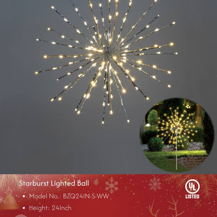 LIGHTSHARE - Wholesale Outdoor/Lawn Light - Starburst Light Lighted Ball LED Firework Lights White Twink50