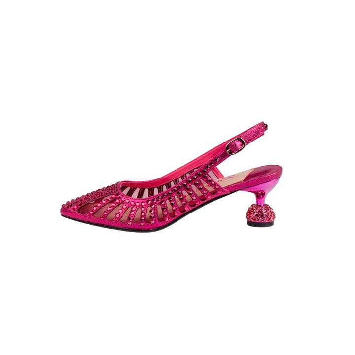 LADY COUTURE - Wholesale Low Heels - Women's - Lady Couture ROSITA Mesh Rhinestone Heel Slingback