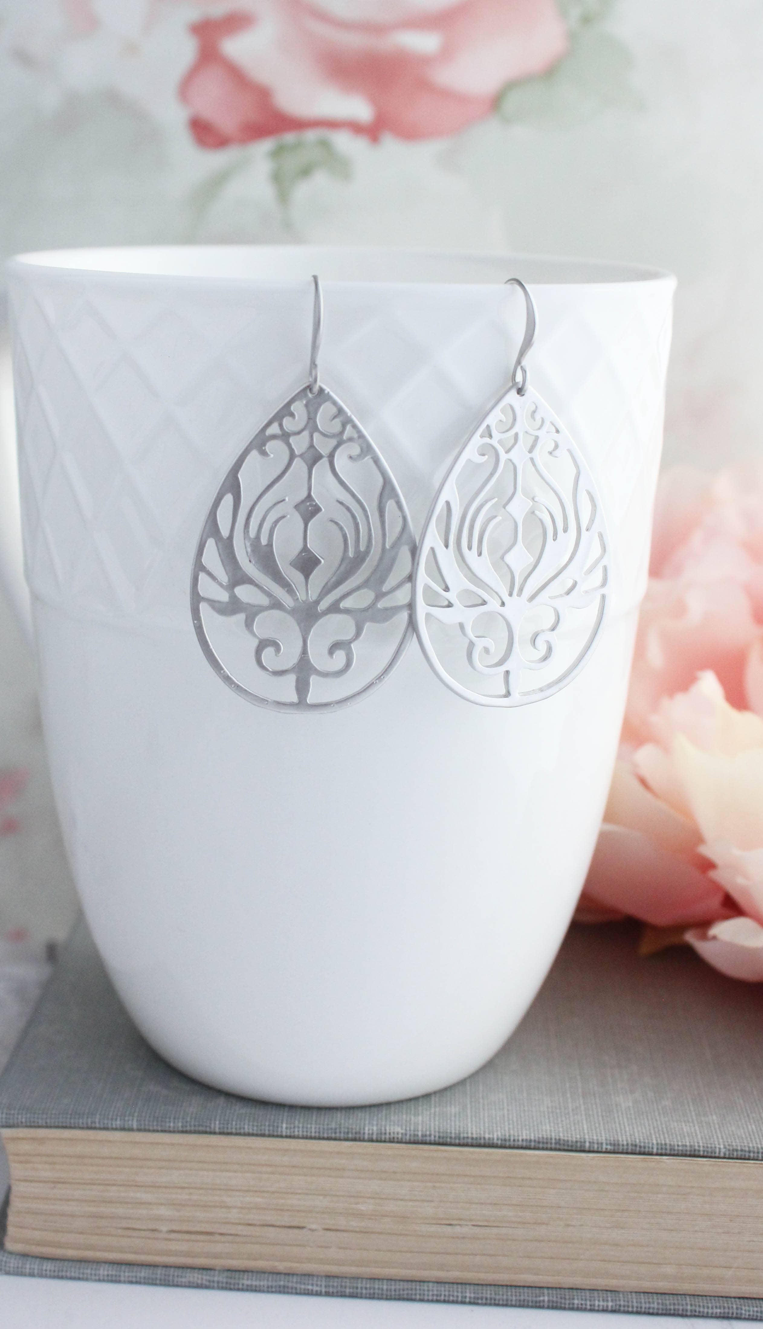 A Pocket of Posies - Wholesale Dangle Earrings - Peacock Feather Filigree Earrings2