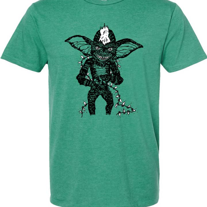Stripe Gremlins Holiday T-shirt Unisex for wholesale by Megan Lee Designs