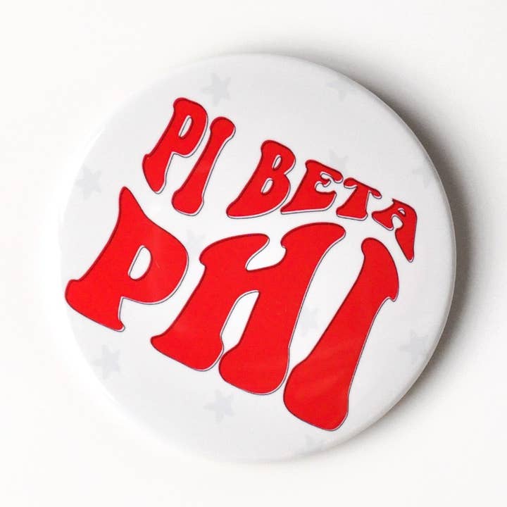 Pi Beta Phi Groovy Star Button - White for wholesale by Tailgated Co.