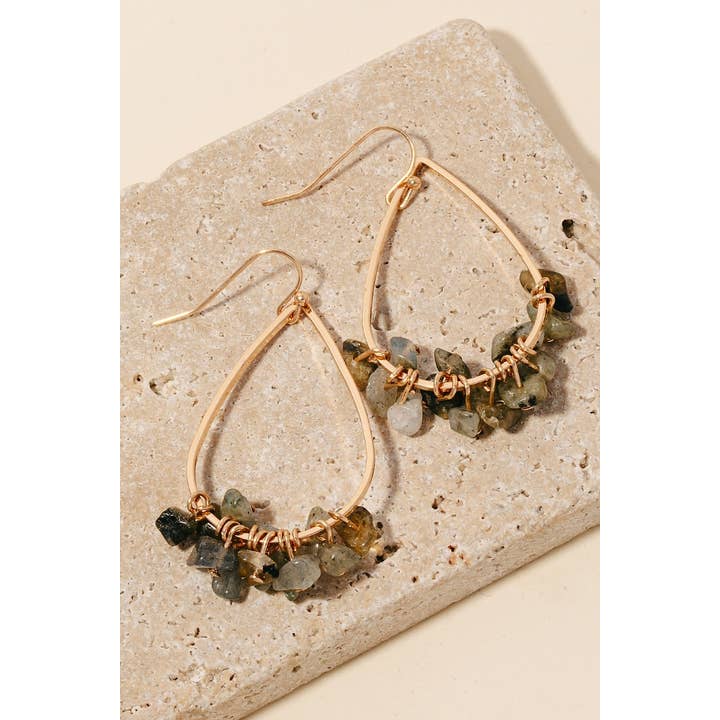 Anarchy Street - Wholesale Dangle Earrings - Pebble Stone Charms Tear Dangle Earrings