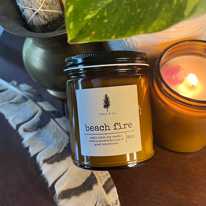 8 oz håndhældt soja lille batch stearinlys-strandild for engroshandel hos forest & fog