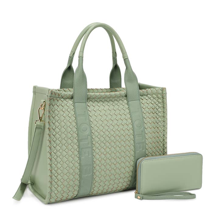 KAYLA+AVA - Wholesale Tote Bag - Women's - FLAMENCO WOVEN TOTE BAG WITH WALLET1