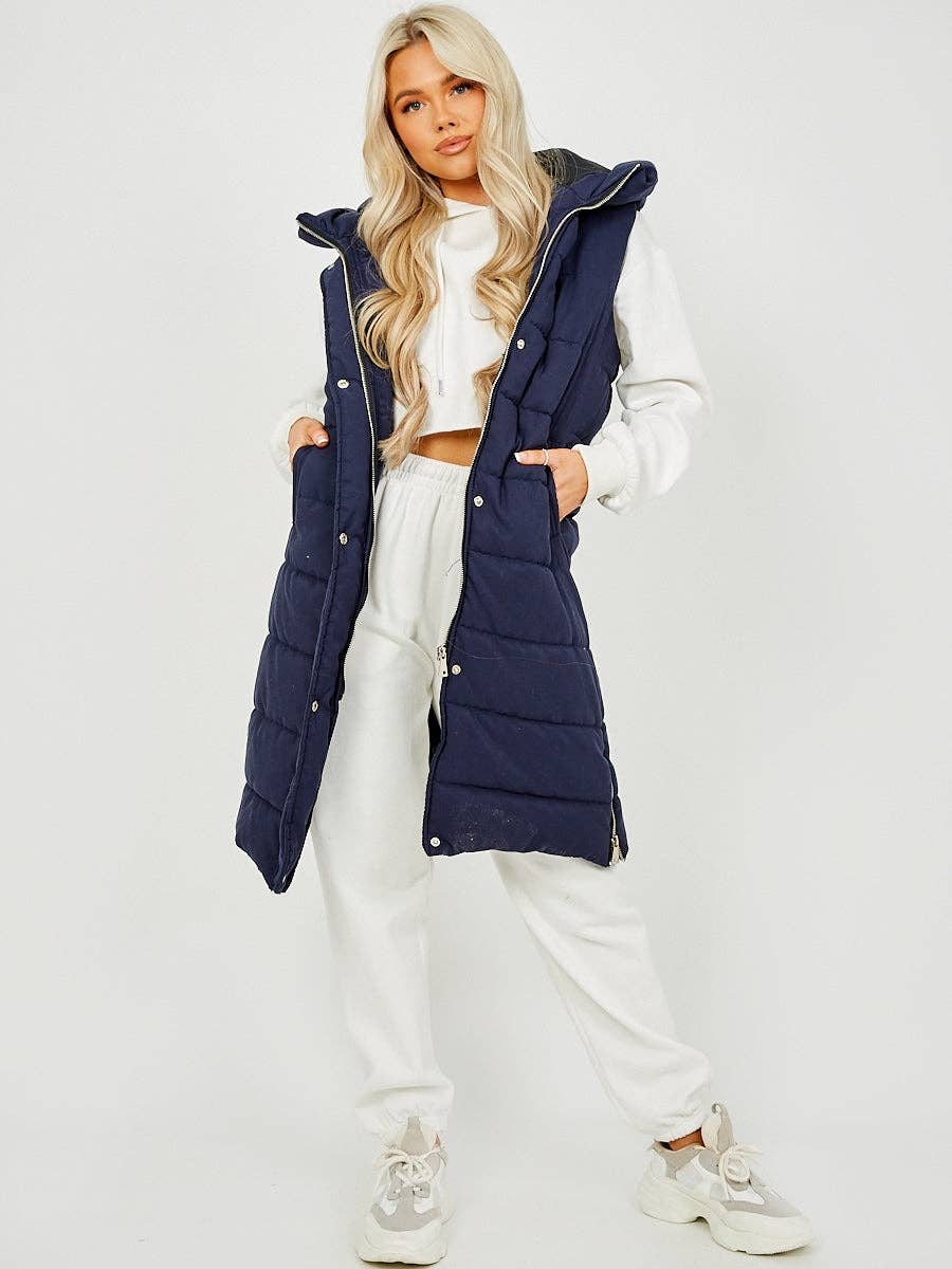 Stylewise Direct – wholesale Outerwear Vest - Women’s – Longline Padded Hooded Gilet3