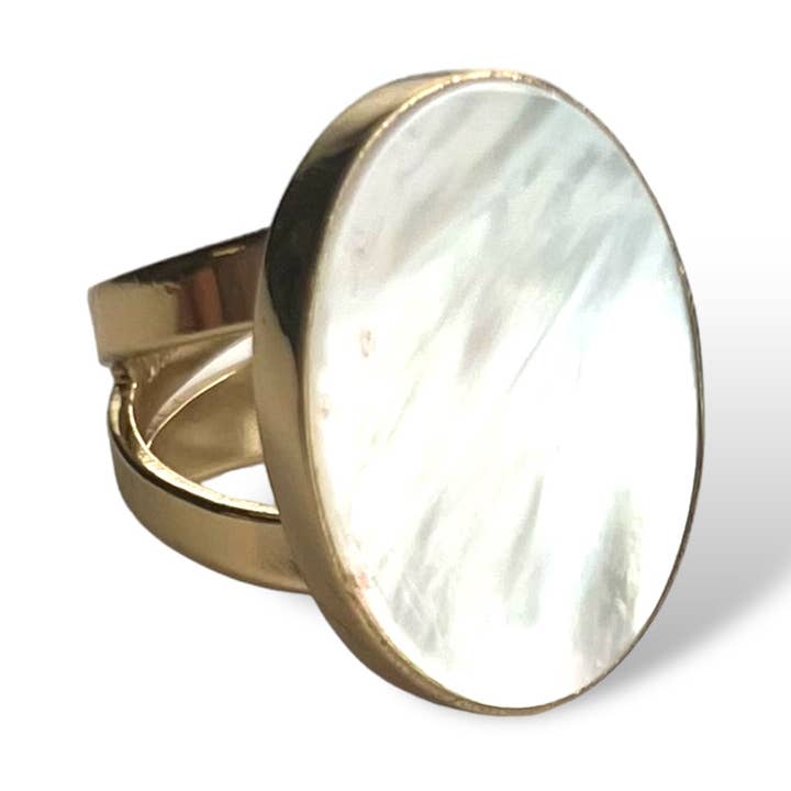 Mother of Pearl Audrey Ring for wholesale by Dina Mackney