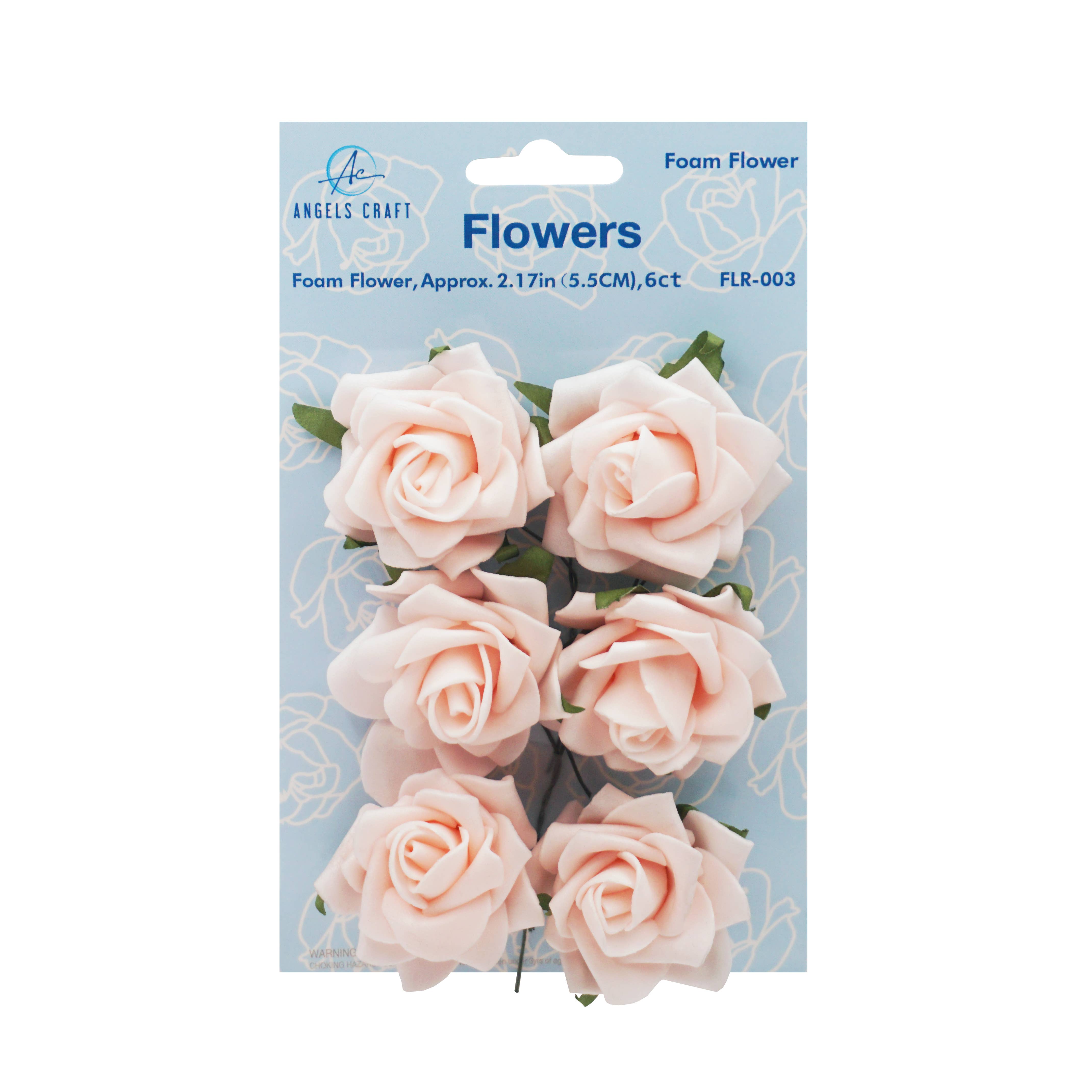 Angels Craft - Wholesale Artificial Flowers - Foam Flowers (Roses) with wire, 2.17" 6-ct5