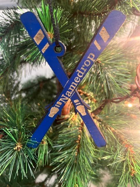 Custom Skis Ornament for wholesale by Room To Improve