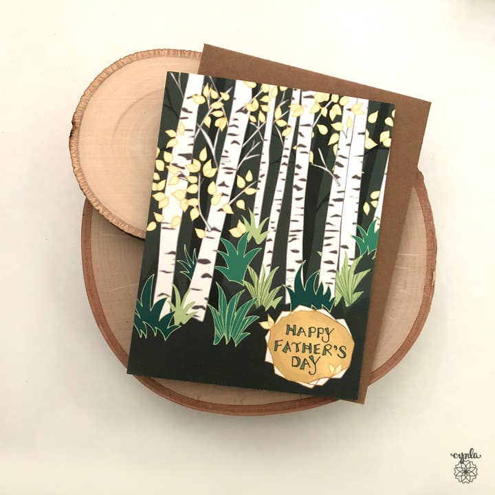 Cynla - Venta al por mayor Tarjetas del Día del Padre - Tarjeta de felicitación Birch Trees, tarjeta de felicitación para el Día del Padre para papá2