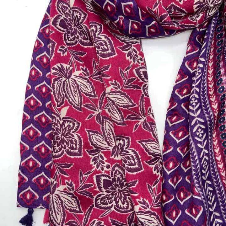 LINETA - Wholesale Sjaal - Dames - Sjaal met bladpatroon HH-12710