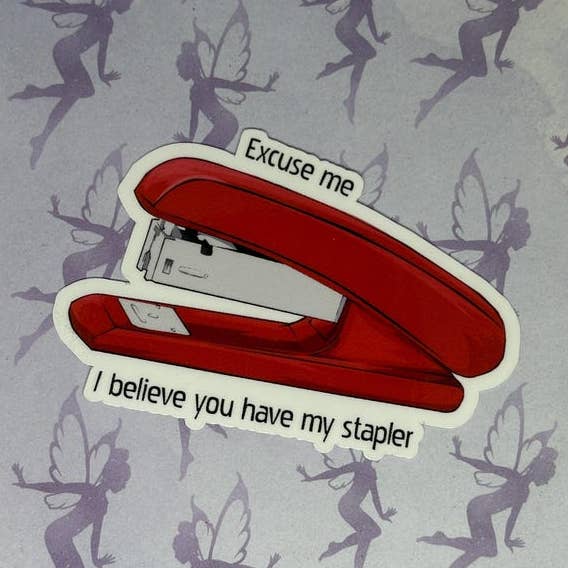My Graphic Fairy Designs - Wholesale Sticker - Excuse Me Stapler Sticker, Funny Office Humor Decal0