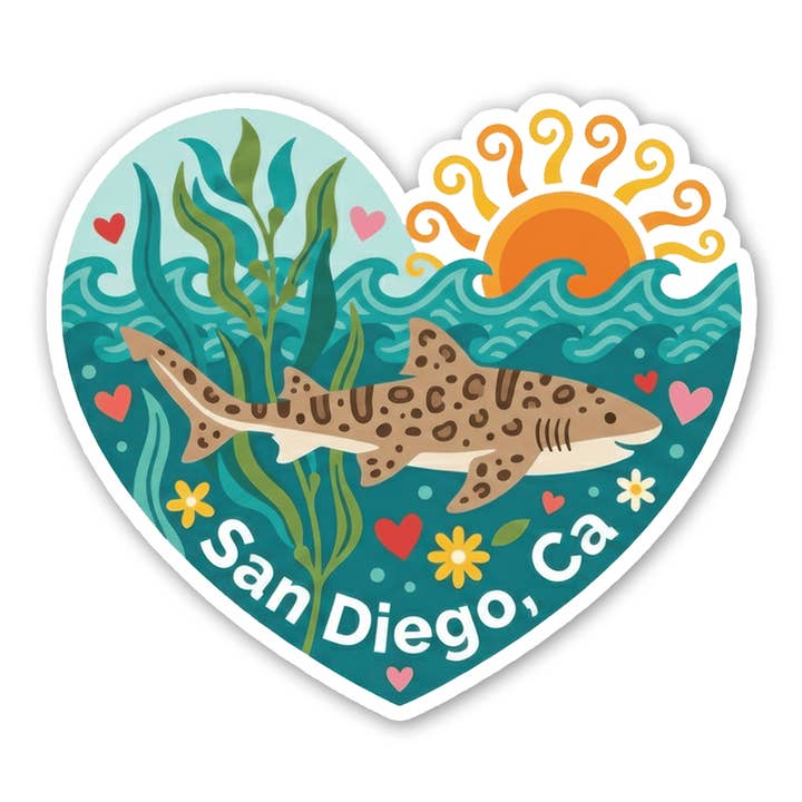 San Diego Amor Marino - Pegatina de Tiburón Leopardo para venta al por mayor de Sticker Atlas