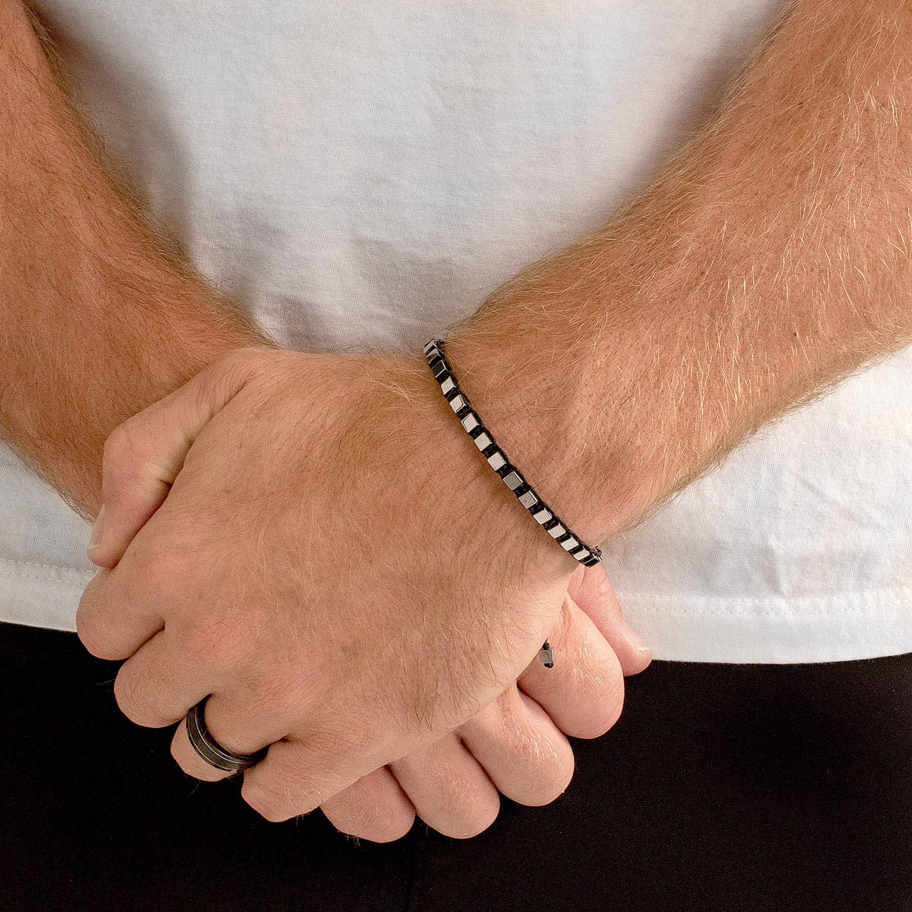 West Coast Jewelry - Vente Bracelet de perles - Bracelet ajustable en pierre cubique en hématite - 4 mm3