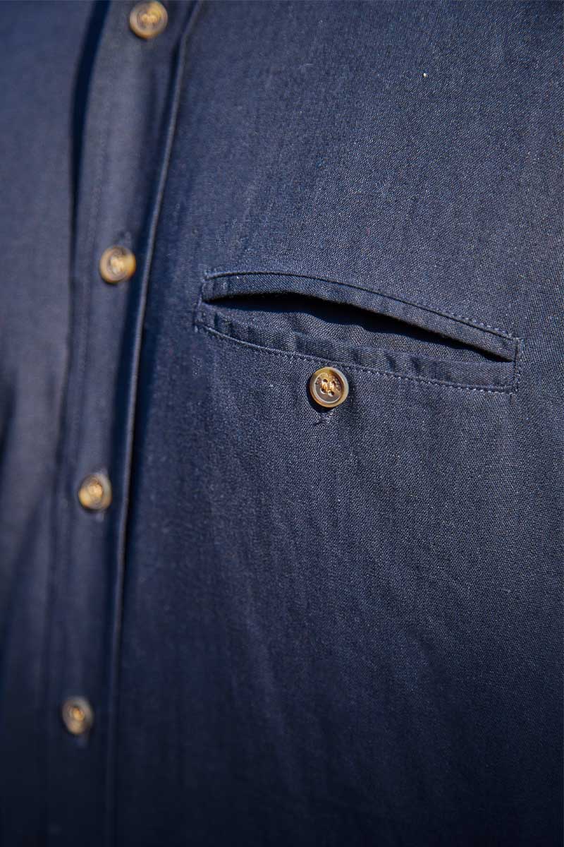 Lee Valley Ireland – wholesale Buttoned-down shirt – Unisex – Irish Collarless Linen Grandad Shirt LN9 Navy3