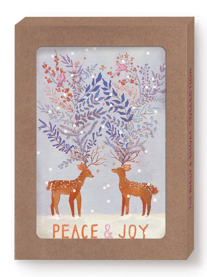 Peace & Joy Reindeer Boxed Holiday Cards - Set of 10 for wholesale by Biely & Shoaf