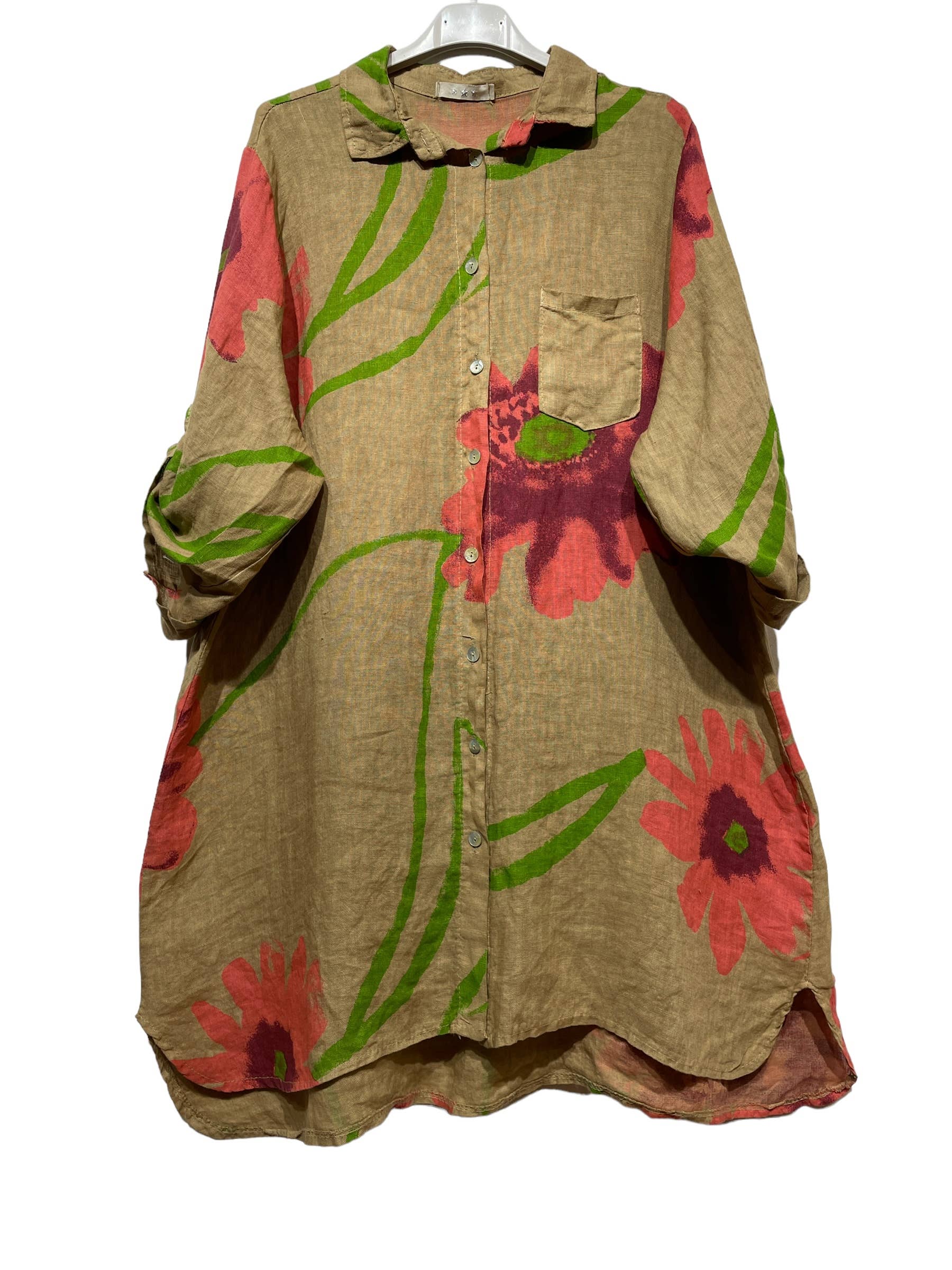 LINEN & COTTON HOUSE - Wholesale Button Down Shirt - Women's - 46102 FLORAL LINEN SHIRT4