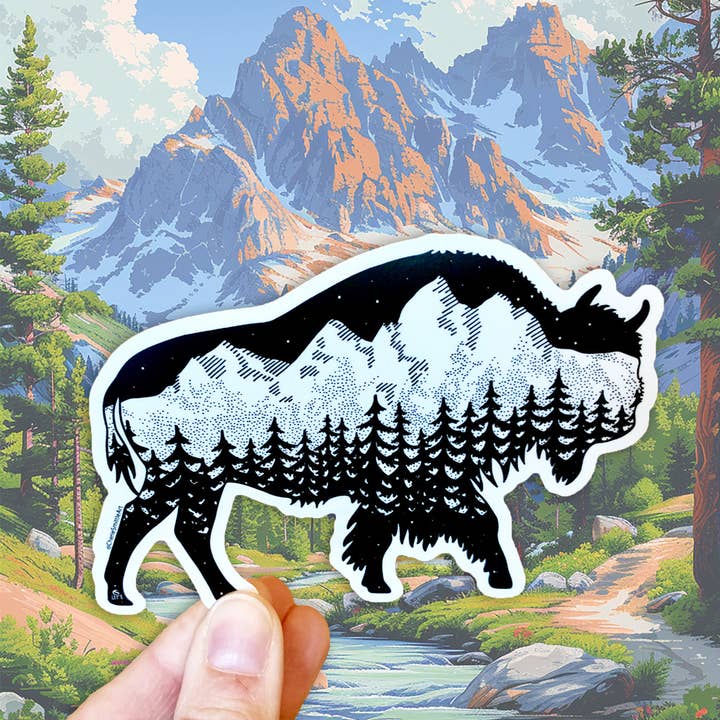 Teton Buffalo Sticker, Bison Sticker for wholesale by CherieSmittleArt