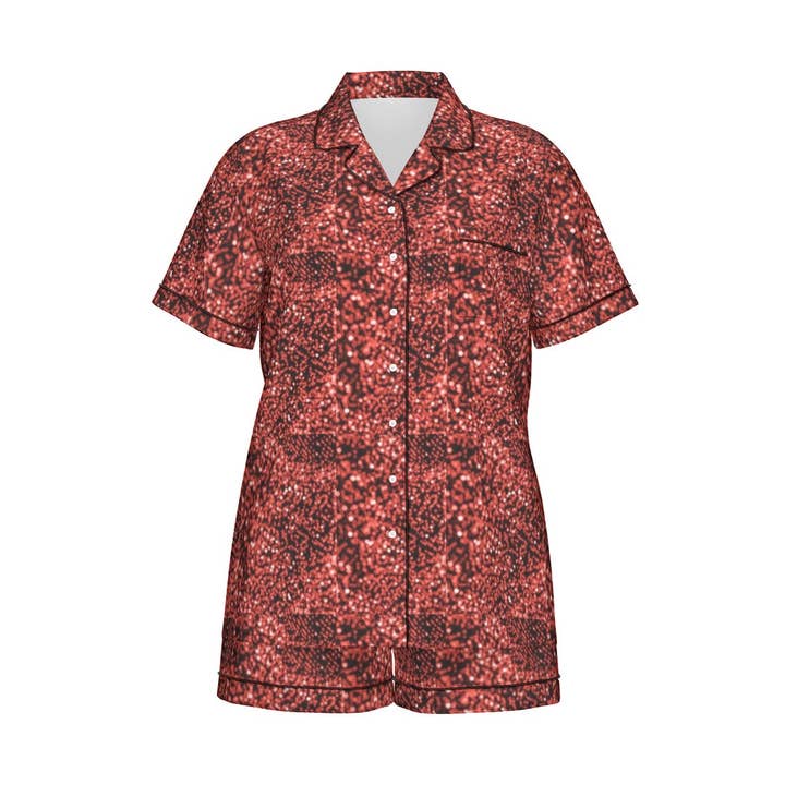 All-Over Print Women's Imitation Silk Pajama Set With Short Sleeve for wholesale by fullbreedcustom