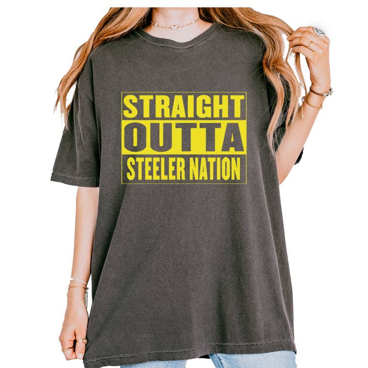 Straight Outta Steeler Nation Football Vintage Soft Unisex T-shirt for wholesale by Expression Tees